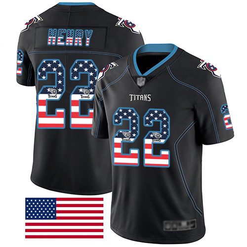 Tennessee Titans Limited Black Men Derrick Henry Jersey NFL Football #22 Rush USA Flag->nfl t-shirts->Sports Accessory